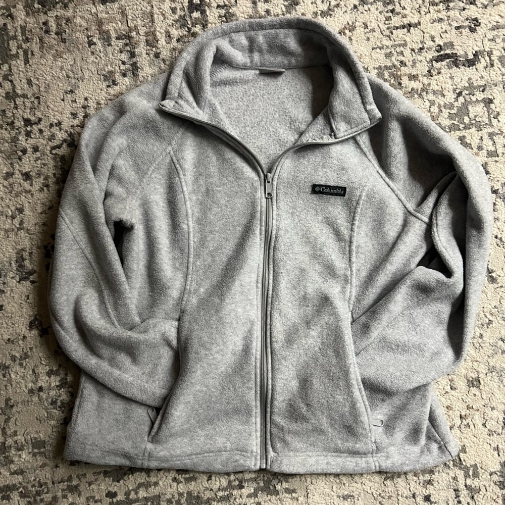 Columbia Light Gray Full-Zip Fleece Jacket